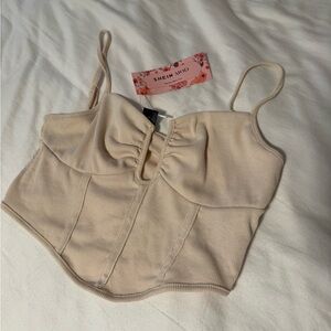 SHEIN Cream Ribbed Women's Corset Top